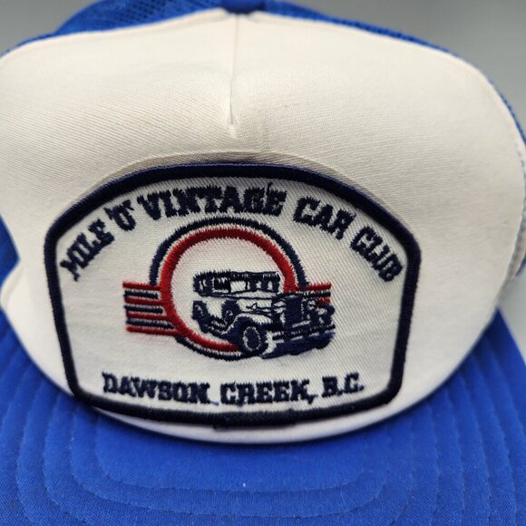 Mile 0 Vintage Car Club Trucker Hat Adjustable Mesh Blue Vintage - Picture 2 of 11